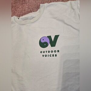Cloud knit Outdoor voices long sleeve tee shirt in mint green and purple med